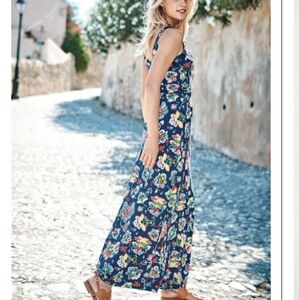 BODEN Diana Jersey Maxi Dress Floral Sleeveless Tank Stretch Pockets 6Long